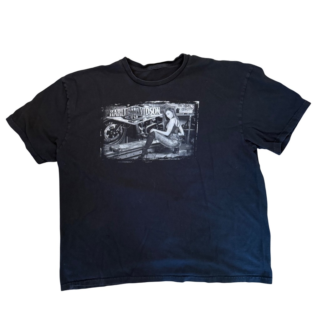 Harley Davidson T-Shirt Pinup Girl Mens XL Black Santa Clarita Motorcycle Biker